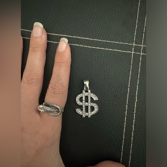 Rhinestone Money Sign Necklace - Picture 2 of 2